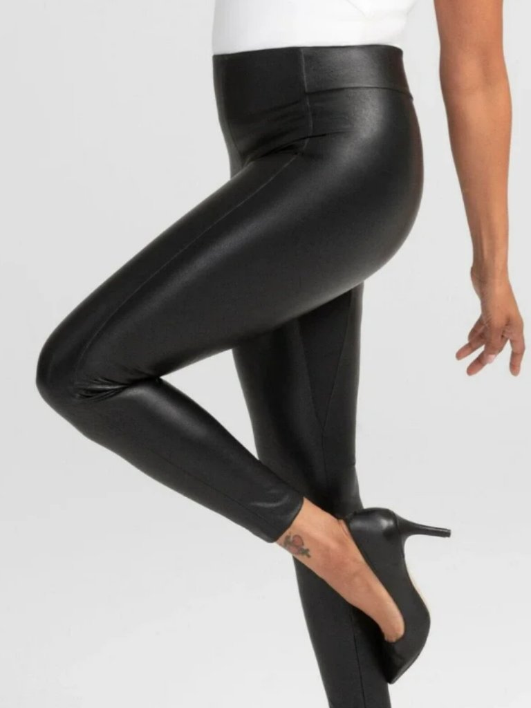 Honeylove | Vegan Leather Ankle Zip Legging Jet Black S Nwt